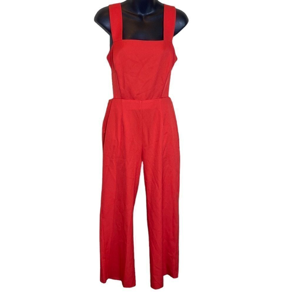 Lavish Alice red pantsuit jumpsuit open back w zipper and tie cherry red